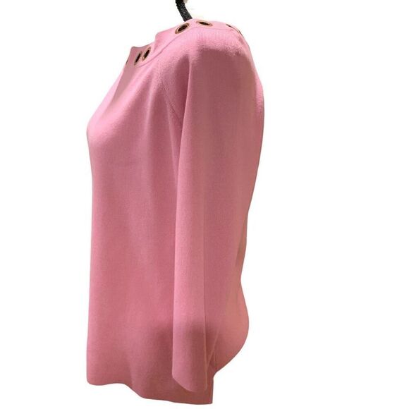 Dana Buchman Pink Blouse with Copper Grommets Stretchy 3/4 Sleeve Women Sz Med. - Picture 5 of 8